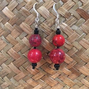 Coral Rounds Earrings with Sterling Silver Finding
